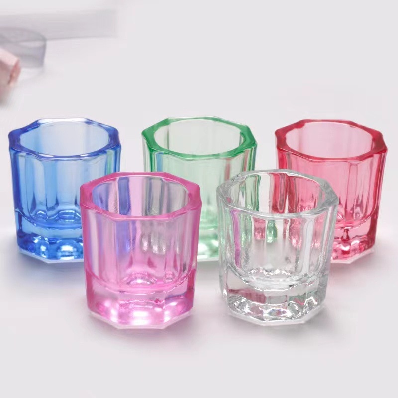1Pcs Crystal Glass Acrylic Acrylic Powder Liquid Nail Cup Dappen Dish Lid Bowl Cup Holder Equipment  Nail Tools